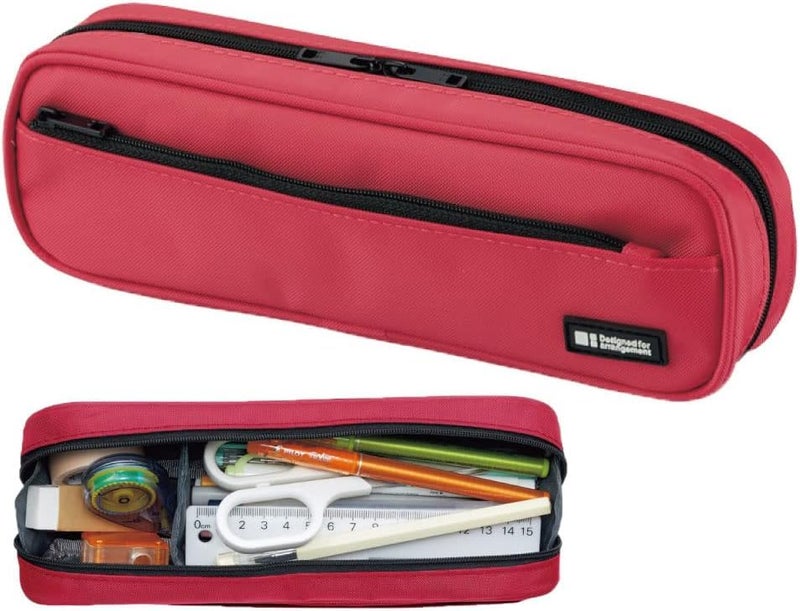 LIHIT LAB Large Capacity Zipper Long Pencil Case For School Office College, Big Capacity Pencil Bag Holder Adults Teen Boys Girls, Travel Cosmetics Storage, Coral (A7552-103) - Image 2